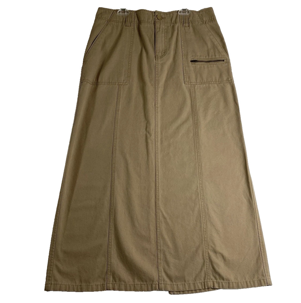 Y2K Eddie Bauer Khaki Skirt Womens Sz 8 100% Cotton Tan Casual Gorpcore Granola